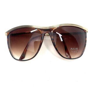 NYS Collection Oversized Women's Visor Sunglasses Brown/Gold, Gradient Lenses